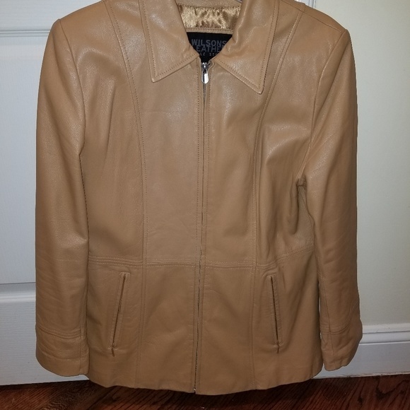 Leather jacket- soft, camel colored leather - Picture 5 of 6